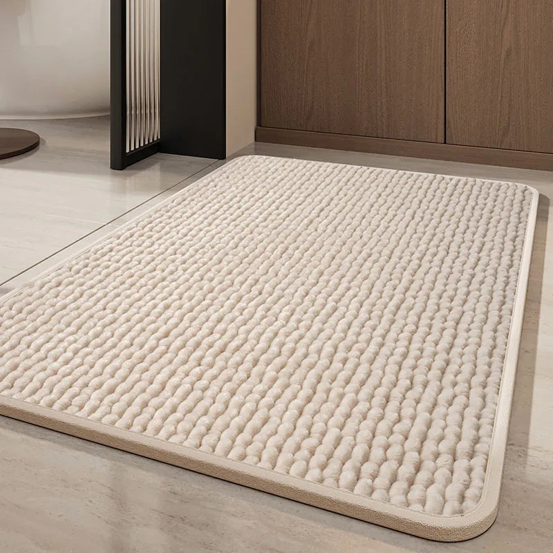 High-End Absorbent Floor Mat for Bathroom Luxury Solid Color Thickened Entrance Doormat Simple Square/oval Dust Removal Rugs