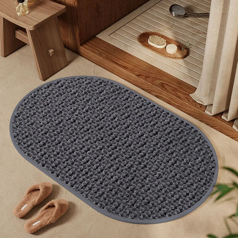 High-End Absorbent Floor Mat for Bathroom Luxury Solid Color Thickened Entrance Doormat Simple Square/oval Dust Removal Rugs