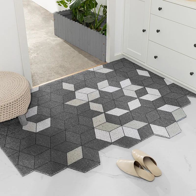 Light Grey Door Mat Large Carpet Indoor Outdoor Doormat Non-Slip Low-Profile Floor Mat Durable Trap Dirt Dust Front Door Rugs