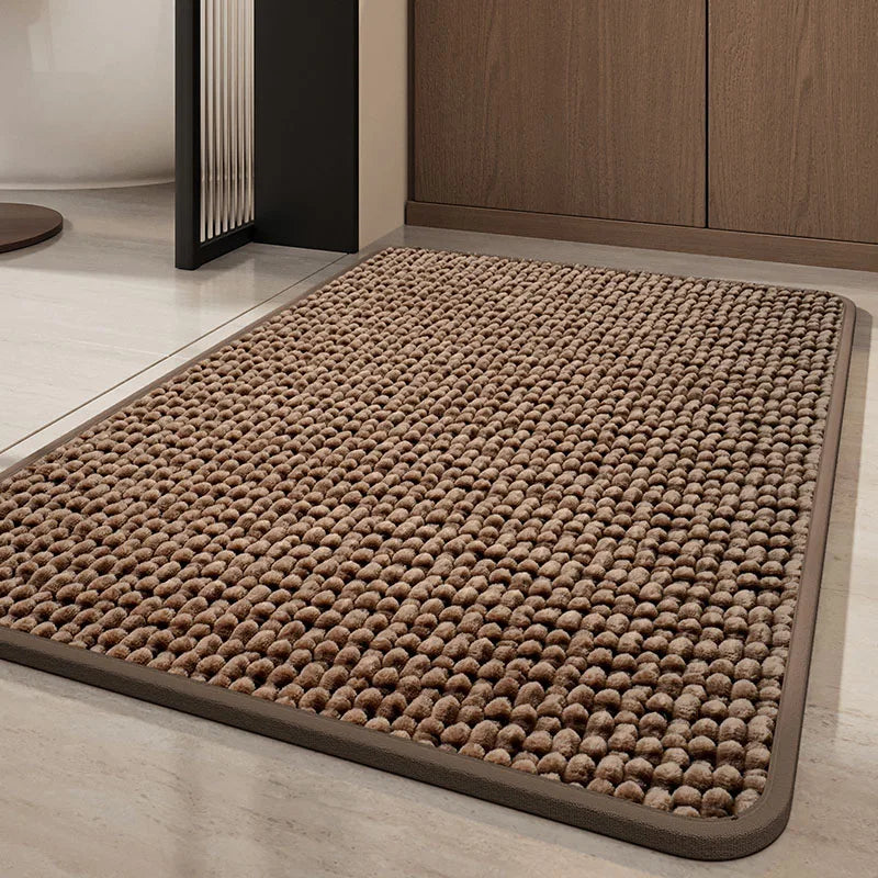 High-End Absorbent Floor Mat for Bathroom Luxury Solid Color Thickened Entrance Doormat Simple Square/oval Dust Removal Rugs
