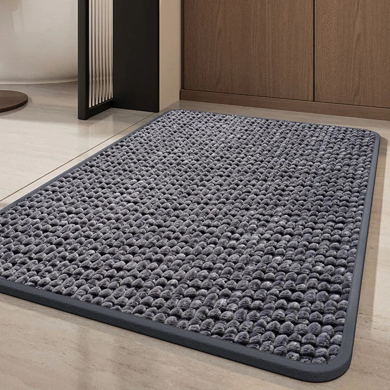 High-End Absorbent Floor Mat for Bathroom Luxury Solid Color Thickened Entrance Doormat Simple Square/oval Dust Removal Rugs