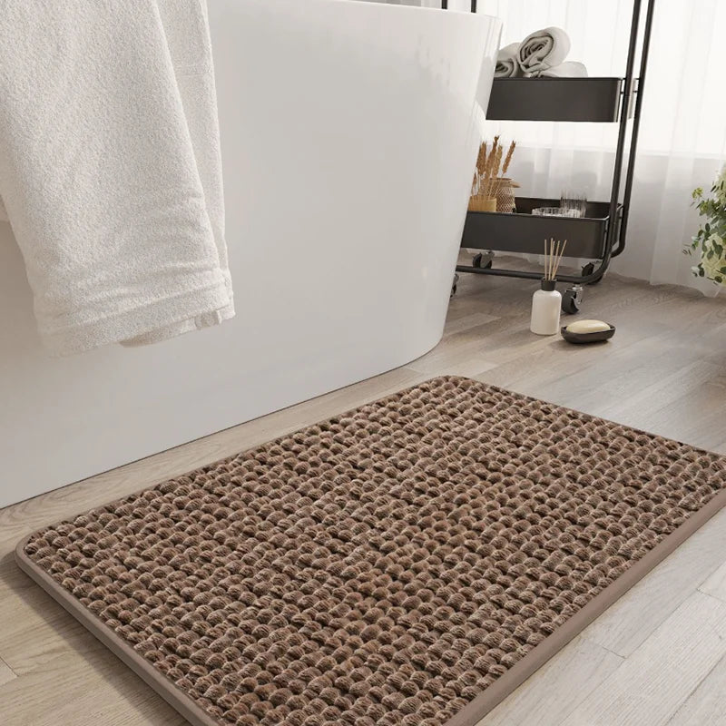 High-End Absorbent Floor Mat for Bathroom Luxury Solid Color Thickened Entrance Doormat Simple Square/oval Dust Removal Rugs
