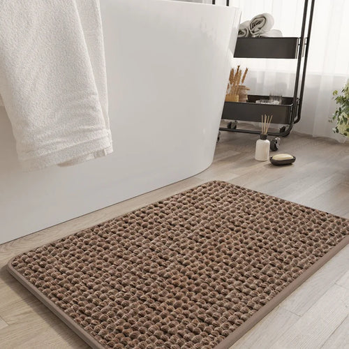 High-End Absorbent Floor Mat for Bathroom Luxury Solid Color Thickened Entrance Doormat Simple Square/oval Dust Removal Rugs