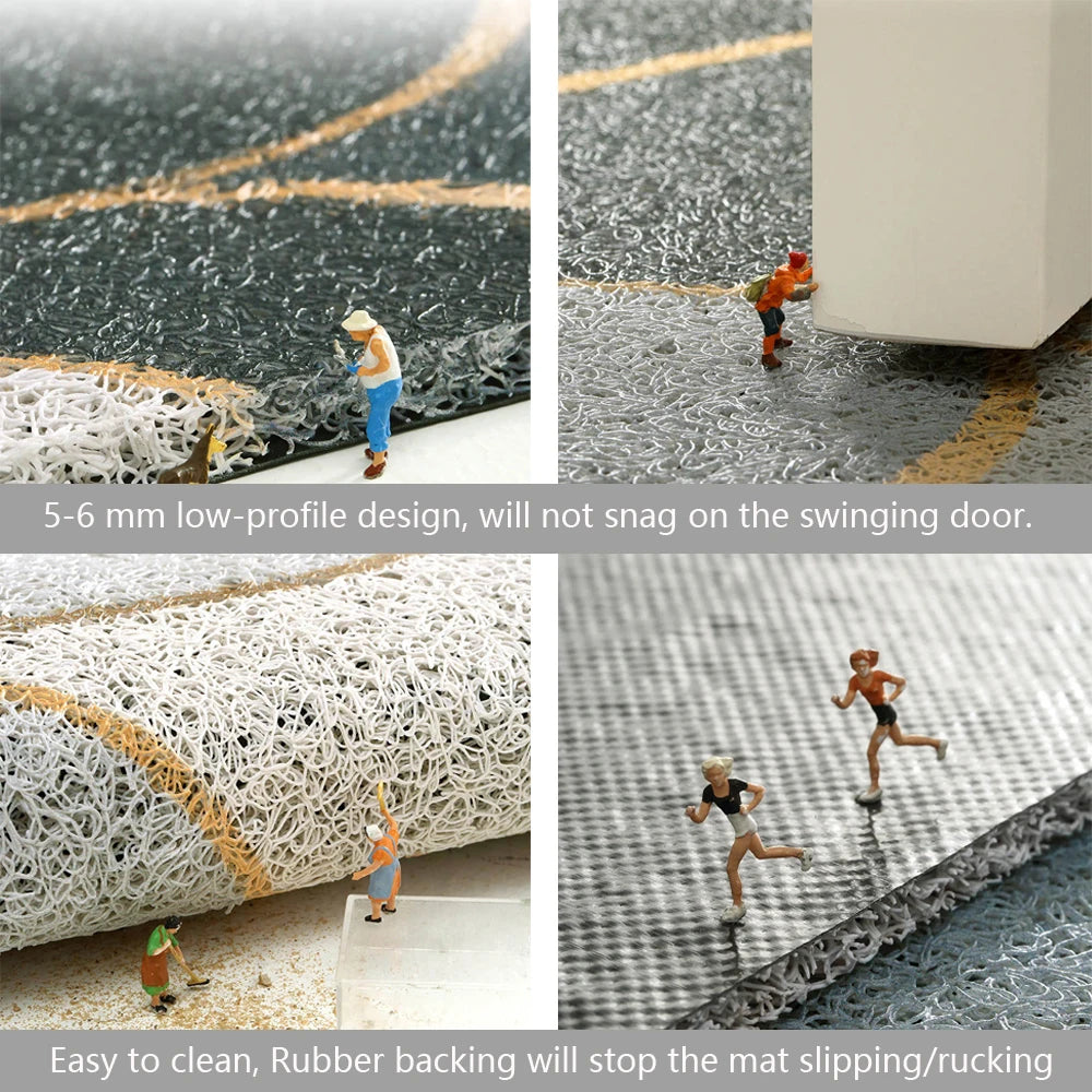 Light Grey Door Mat Large Carpet Indoor Outdoor Doormat Non-Slip Low-Profile Floor Mat Durable Trap Dirt Dust Front Door Rugs