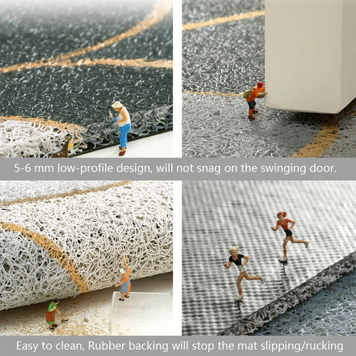 Light Grey Door Mat Large Carpet Indoor Outdoor Doormat Non-Slip Low-Profile Floor Mat Durable Trap Dirt Dust Front Door Rugs