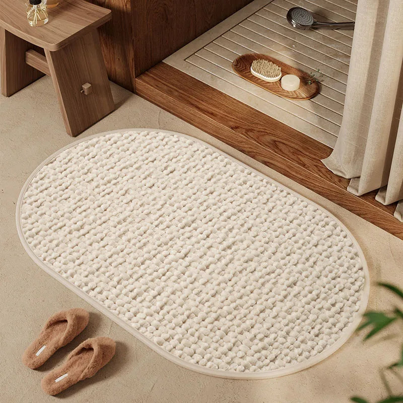 High-End Absorbent Floor Mat for Bathroom Luxury Solid Color Thickened Entrance Doormat Simple Square/oval Dust Removal Rugs
