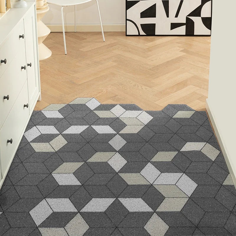 Light Grey Door Mat Large Carpet Indoor Outdoor Doormat Non-Slip Low-Profile Floor Mat Durable Trap Dirt Dust Front Door Rugs