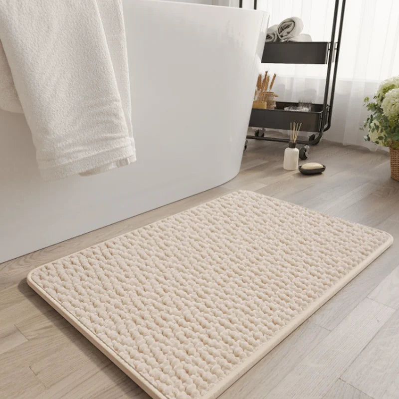 High-End Absorbent Floor Mat for Bathroom Luxury Solid Color Thickened Entrance Doormat Simple Square/oval Dust Removal Rugs